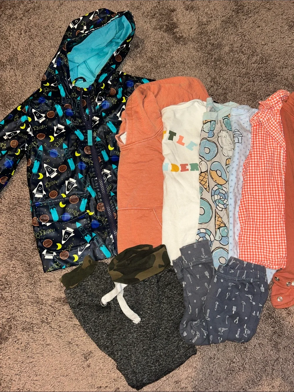 Toddler boys 12m raincoat, top & pants bundle!!